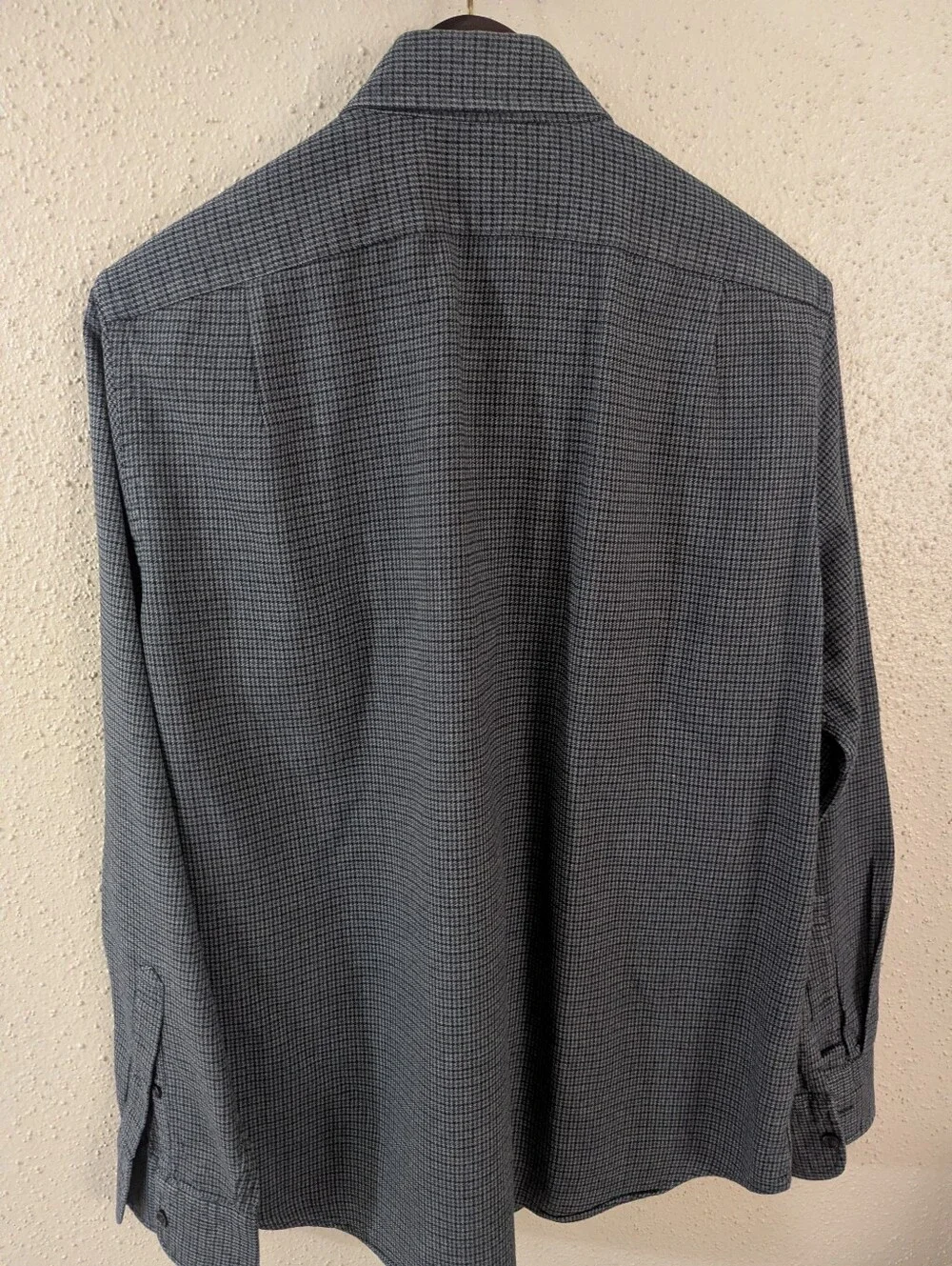 Men's J. Crew Gray and Black Micro-Check Flannel Shirt Size Medium 100% Cotton